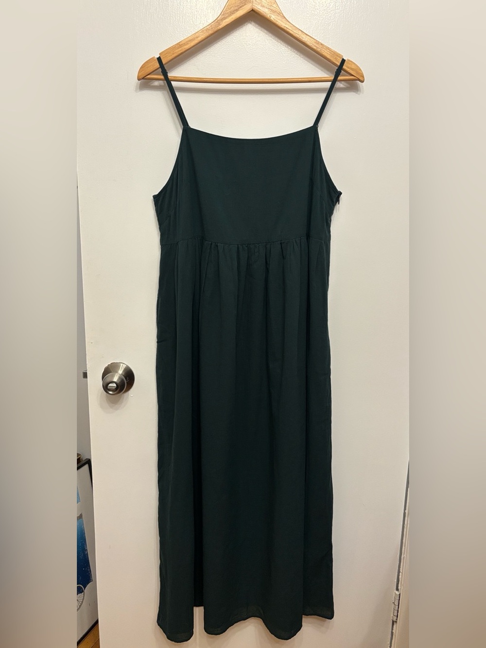 Muji Dark Green Spaghetti Strap Maxi Dress